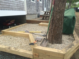 Wall made of landscape timbers