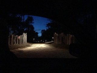 Drieway, lit at night by Dependable Landscaping