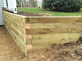 wall made of landscape timbers