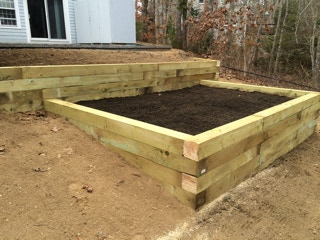 wall made of landscape timbers
